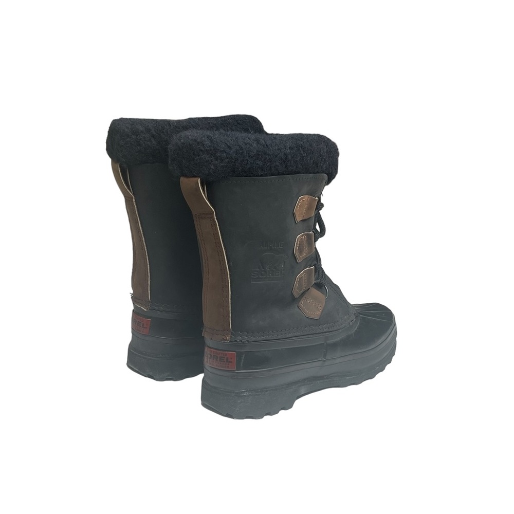 Vintage: Sorel ™ ✪ Alpine Felt Lined Wool Trim Leather Lug Sole Boots ✪ Black - Picture 3 of 16